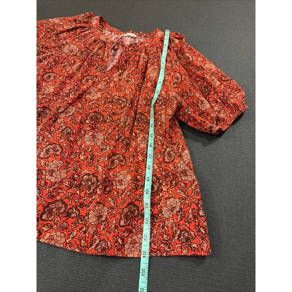 Ulla Johnson‎ Red Floral Puff Sleeve Mari Top Size 10